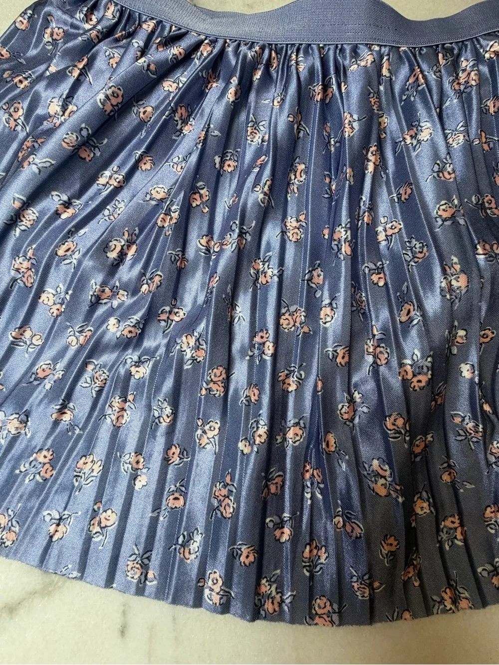 OshKosh B'gosh Navy Blue Pleated Floral Skirt